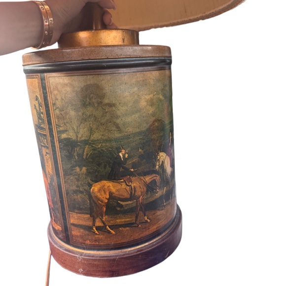 Vintage Equestrian Table Lamp with Gold Accents